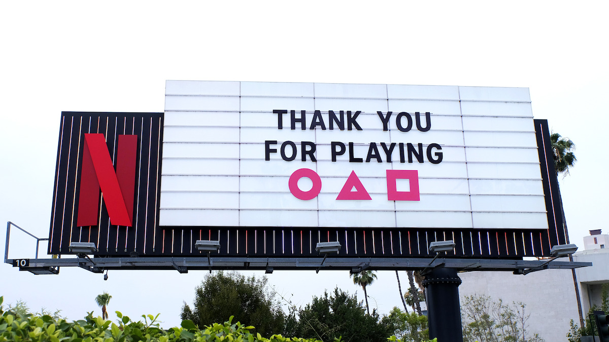 Squid Game - Sunset Blvd Billboard - ‘Thank you for Playing’ circle, triangle square