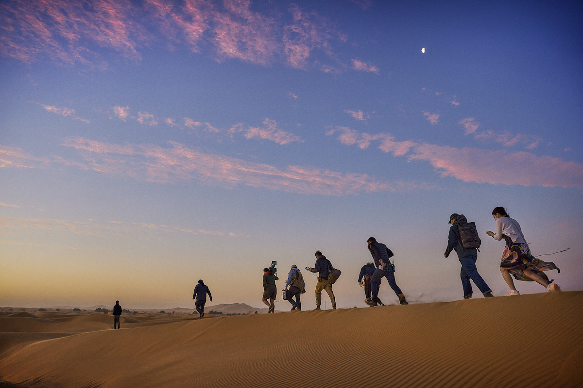 Director Tom Harper with crew on the set of ‘Heart of Stone’.