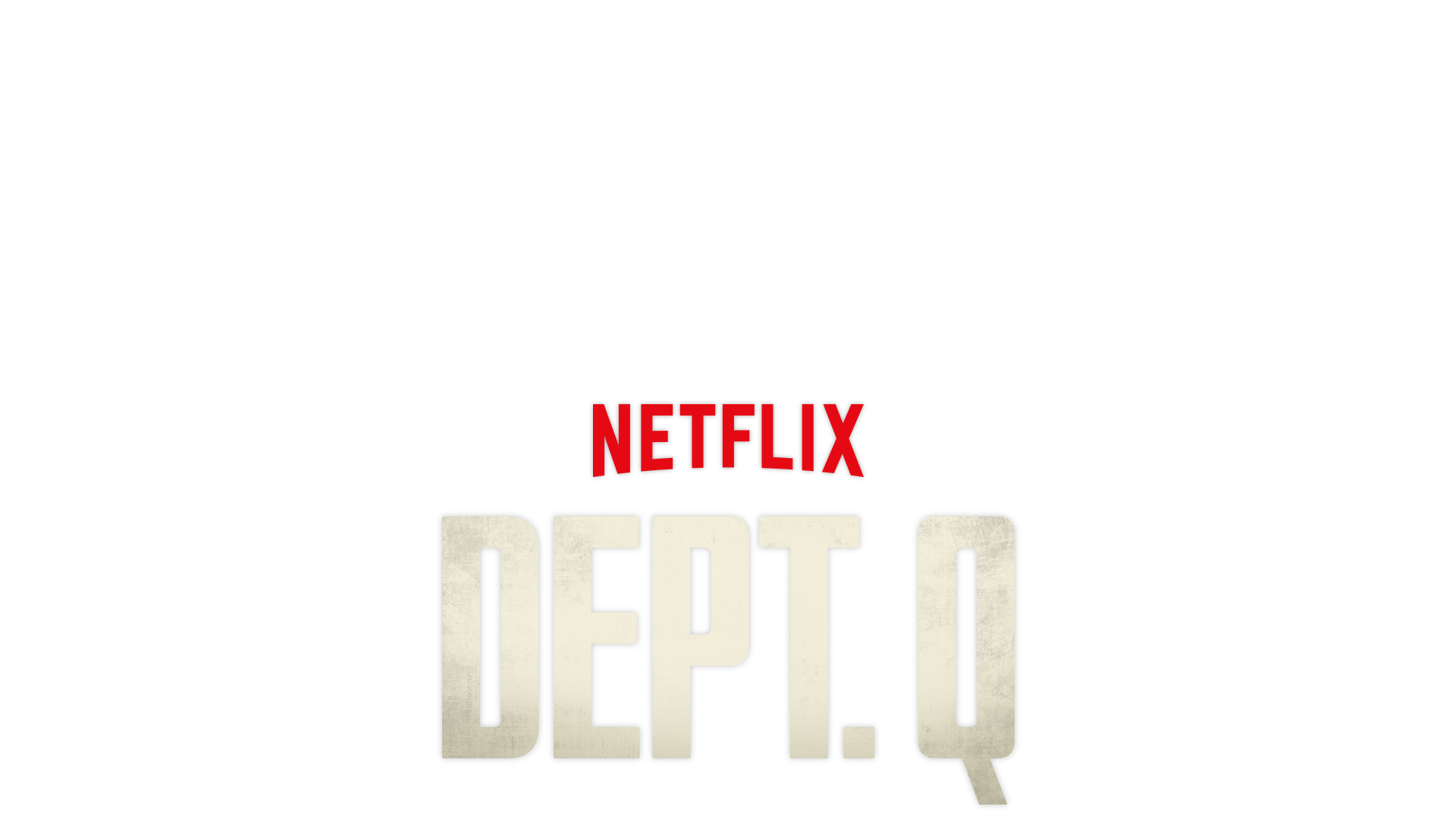 Dept. Q - The cast of Dept Q standing in an office with paperwork scattered around them in a circle. 