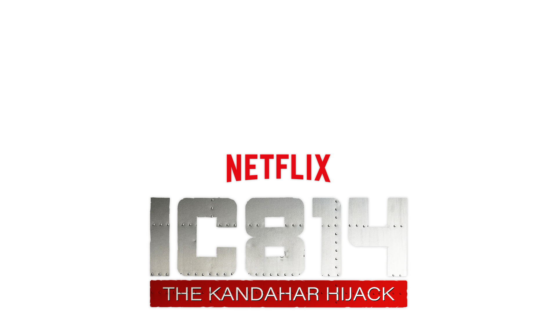 IC 814: The Kandahar Hijack Title Art depicting a passenger plane flying over clouds