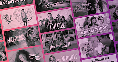Grid of images showing teen movies on Netflix
