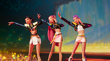 Kpop superstars Rumi, Mira and Zoey use their secret identities as badass demon hunters to protect their fans from an ever-present supernatural threat. ©2025 Netflix