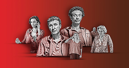 An illustration composite of the characters from Framed! A Sicilian Murder Mystery