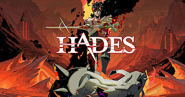 Hades key art - a warrior stands over a vanquished enemy holding a sword. 