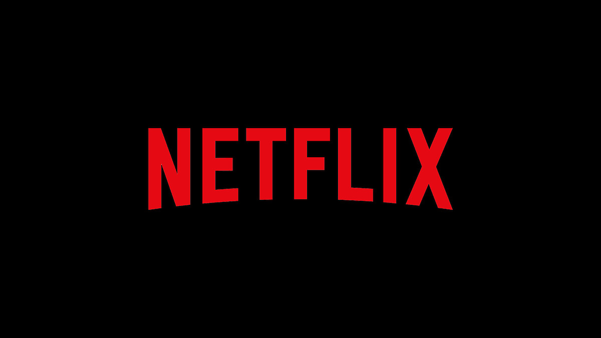 Red Netflix logo centered on a solid black background, minimalistic design with no additional elements or scenery.