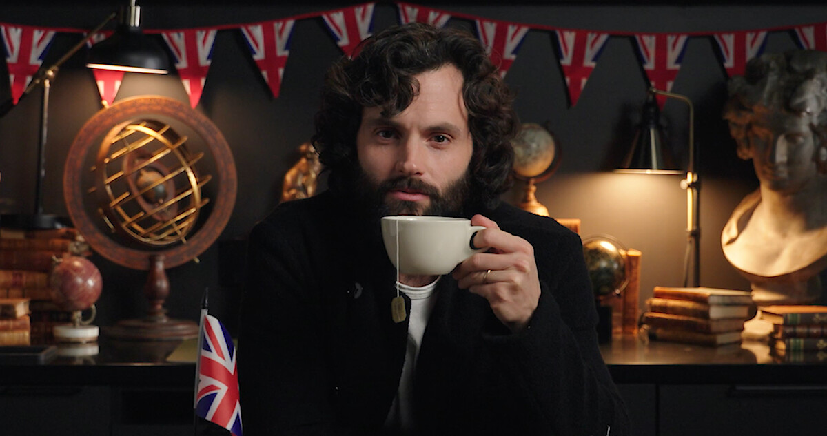 Penn Badgley Drinking Tea