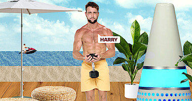 Harry in 'Perfect Match' Season 2 holding a dumbbell