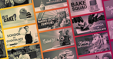 Grid of thumbnails for baking Shows on Netflix