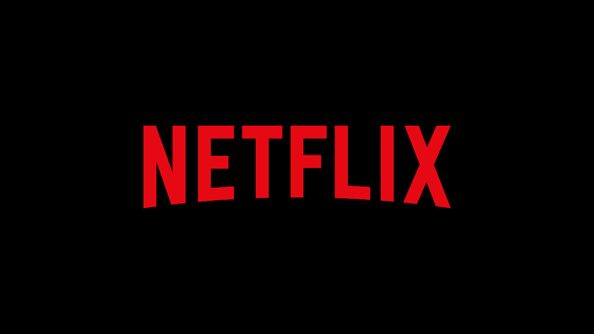 Red Netflix logo in bold uppercase letters centered on a solid black background.