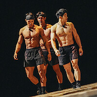 Five men walking together