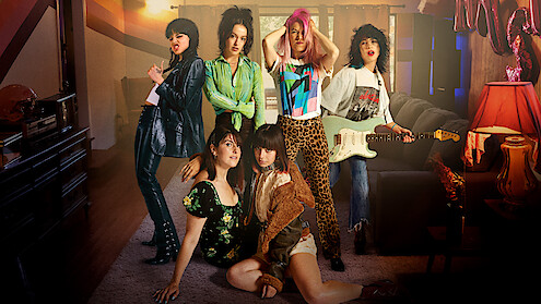 Press photo of 6 actresses from 'I'm With the Band: Nasty Cherry', featuring Charli xcx.
