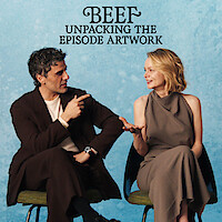 Four people sit on chairs against a blue background, talking and interacting. One person raises their hand while others gesture as if in conversation. Text above them reads "DEEP Unscripted: The Episode Artwork."