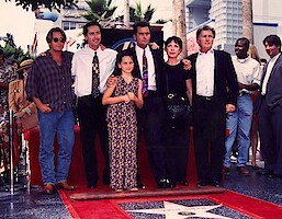 The Sheen family poses for a photo while Charlie Sheen receives his star on the Hollywood Walk of Fame.