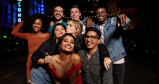 An image of the members of the show Twentysomethings: Austin, posing together. 