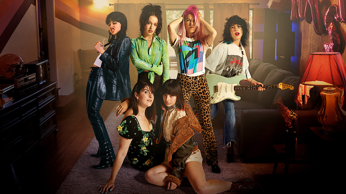 Press photo of 6 actresses from 'I'm With the Band: Nasty Cherry', featuring Charli xcx.