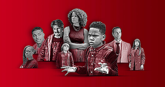 A collage illustration of the main characters of Raising Dion