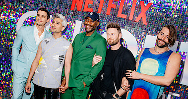 The cast of "Queer Eye" arrives. 
