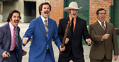 Will Ferrell, Paul Rudd and Steve Carell in Anchorman