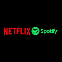 Netflix and Spotify logos on a black background