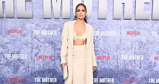 Jennifer Lopez at the red carpet premiere for The Mother.
