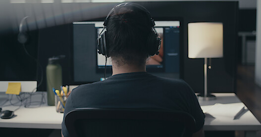 man sitting in front of a computer