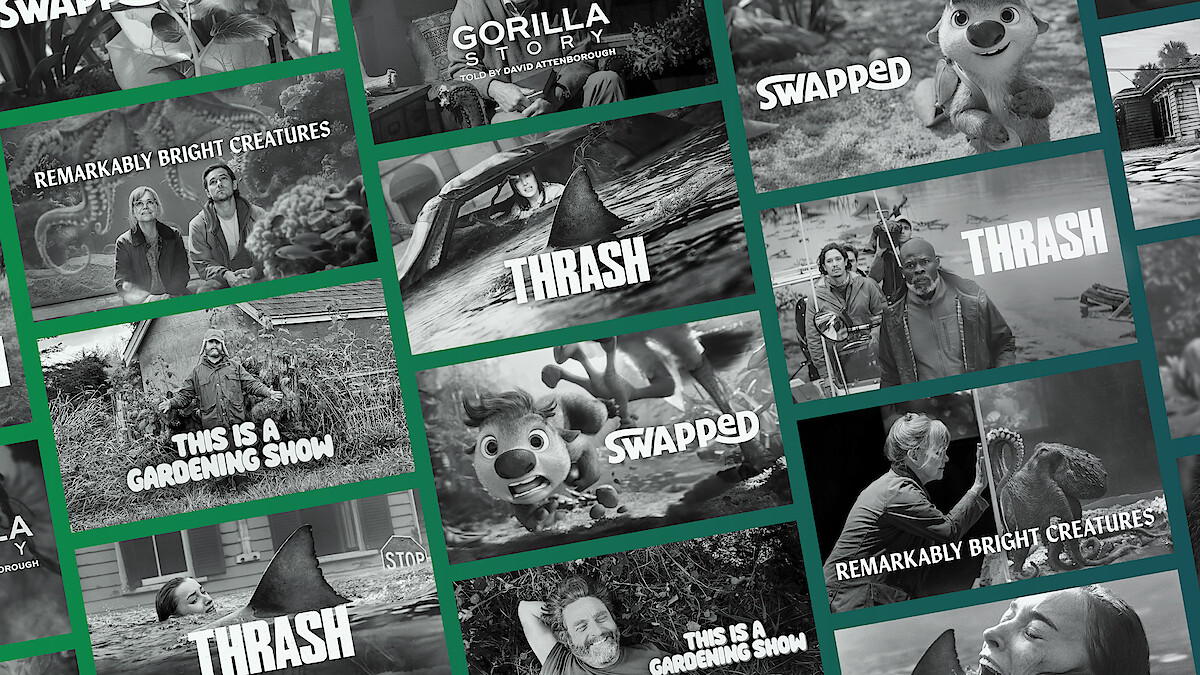 A graphic of Netflix shows about nature and animals