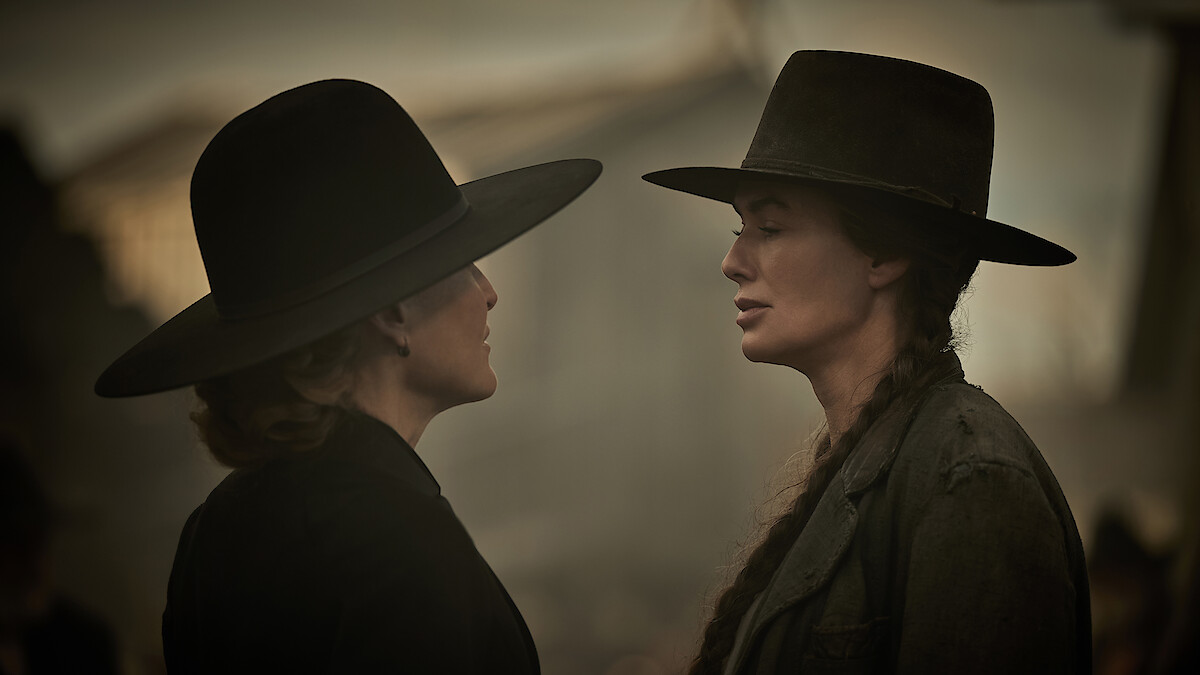 Gillian Anderson as Constance Van Ness and Lena Headey as Fiona Nolan in 'The Abandons'