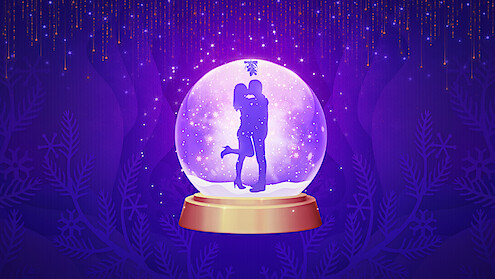 Illustrative game art for the mobile game 'Netflix Stories: Love Is Blind, Winter Kiss'.