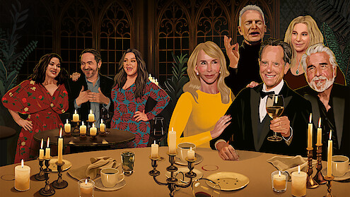 Illustration of Richard E. Grant and his friends 