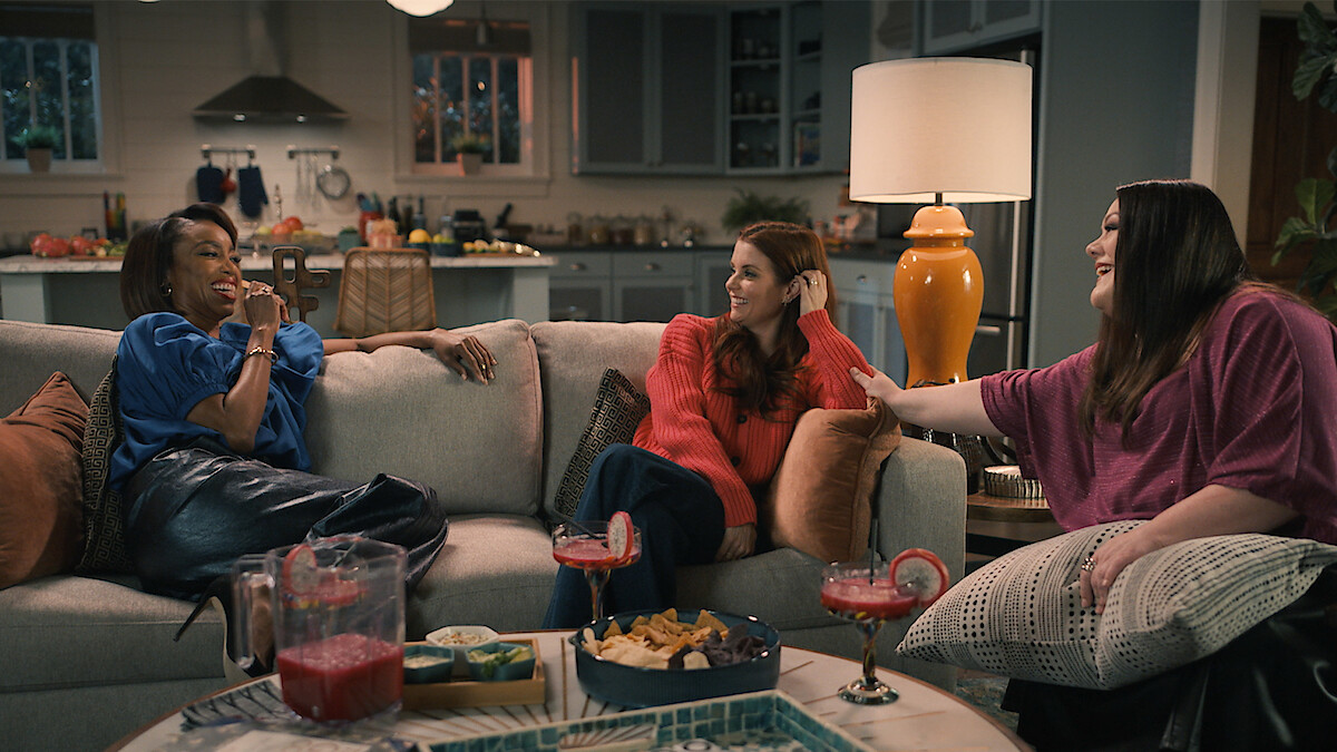 Heather Headley as Helen Decatur, JoAnna Garcia Swisher as Maddie Townsend, and Brooke Elliott as Dana Sue Sullivan in 'Sweet Magnolias' Season 4.