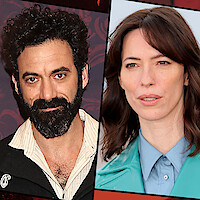 Two people, a man with curly hair and a beard in a collared shirt, and a woman with brown hair in a blue shirt and teal jacket, shown in separate close-up portraits with different backgrounds.