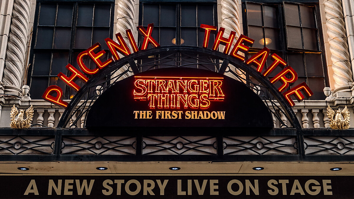 Marquee at the Phoenix Theatre for Stranger Things: The First Shadow