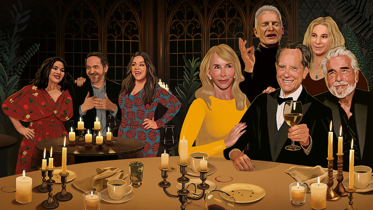 Illustration of Richard E. Grant and his friends 