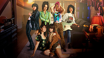 Press photo of 6 actresses from 'I'm With the Band: Nasty Cherry', featuring Charli xcx.