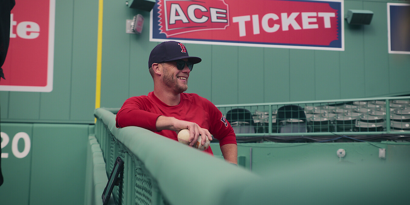 Andrew Bailey on the field at Fenway Park