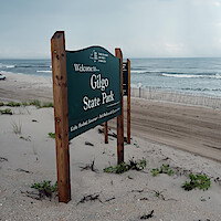Gilgo State Park sign on the beach