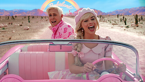 Ryan Gosling as Ken and Margot Robbie as Barbie in 'Barbie'.