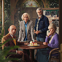 Ben Kingsley, Helen Mirren, Pierce Brosnan and Celia Imrie in 'The Thursday Murder Club'