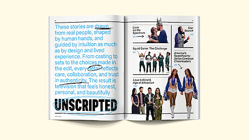 Opening spread on the unscripted series of Netflix