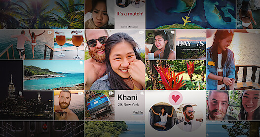 A collection of Instagram images of a couple in a tropical paradise