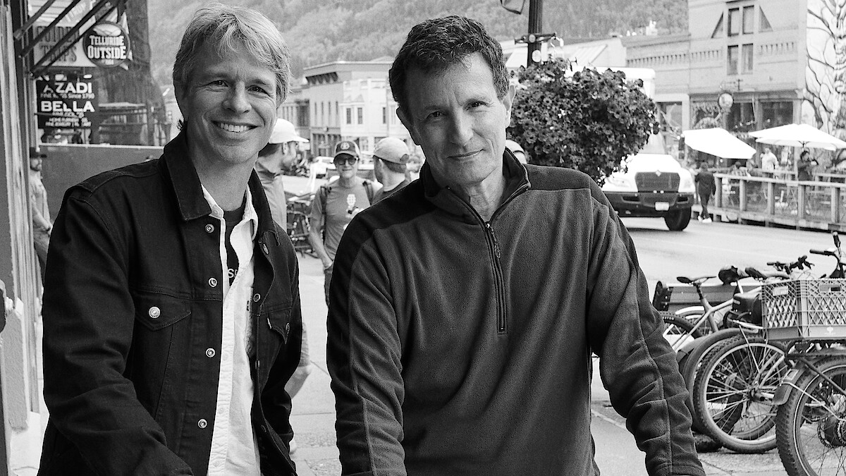 Marshall Curry and David Remnick stand outside on the main strip in Telluride, CO at the 2025 Telluride Film Festival.
