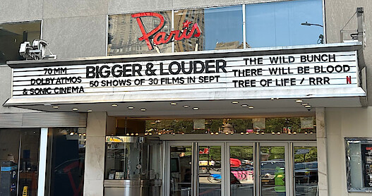 The Paris Theater marquee.