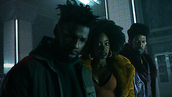 Fontaine (John Boyega), Yo-Yo (Teyonah Parris) and Slick Charles (Jamie Foxx) in They Cloned Tyrone