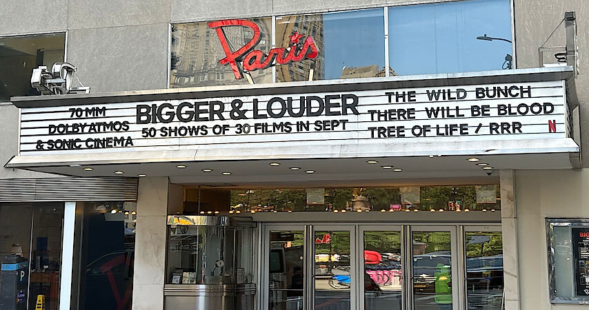 The Paris Theater marquee.