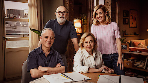Javier Cámara as Julián, Carmen Machi as Natalia, Javier Gutiérrez as Victor, and Alexandra Jiménez as Carolina in '53 Sundays.'