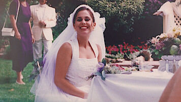 Laci Peterson in her wedding dress.