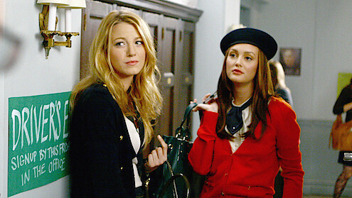 Blake Lively as Serena van der Woodsen and Leighton Meester as Blair Waldorf in 'Gossip Girl'.