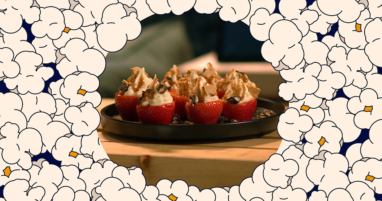A picture of cheesecake stuffed strawberries