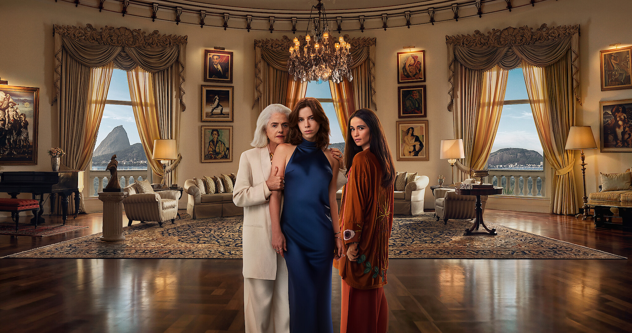 Atrizes Marieta Severo, Alice Wegmann e Nanda Costta no set de 'Dom de Iludir'