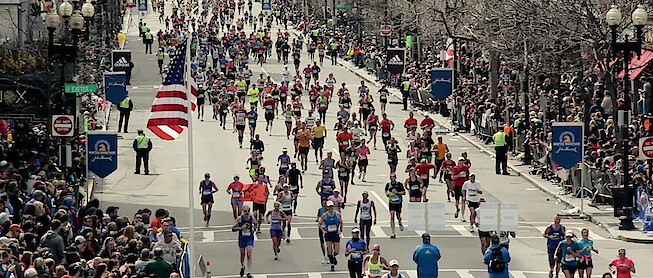 Boston Marathon runners.